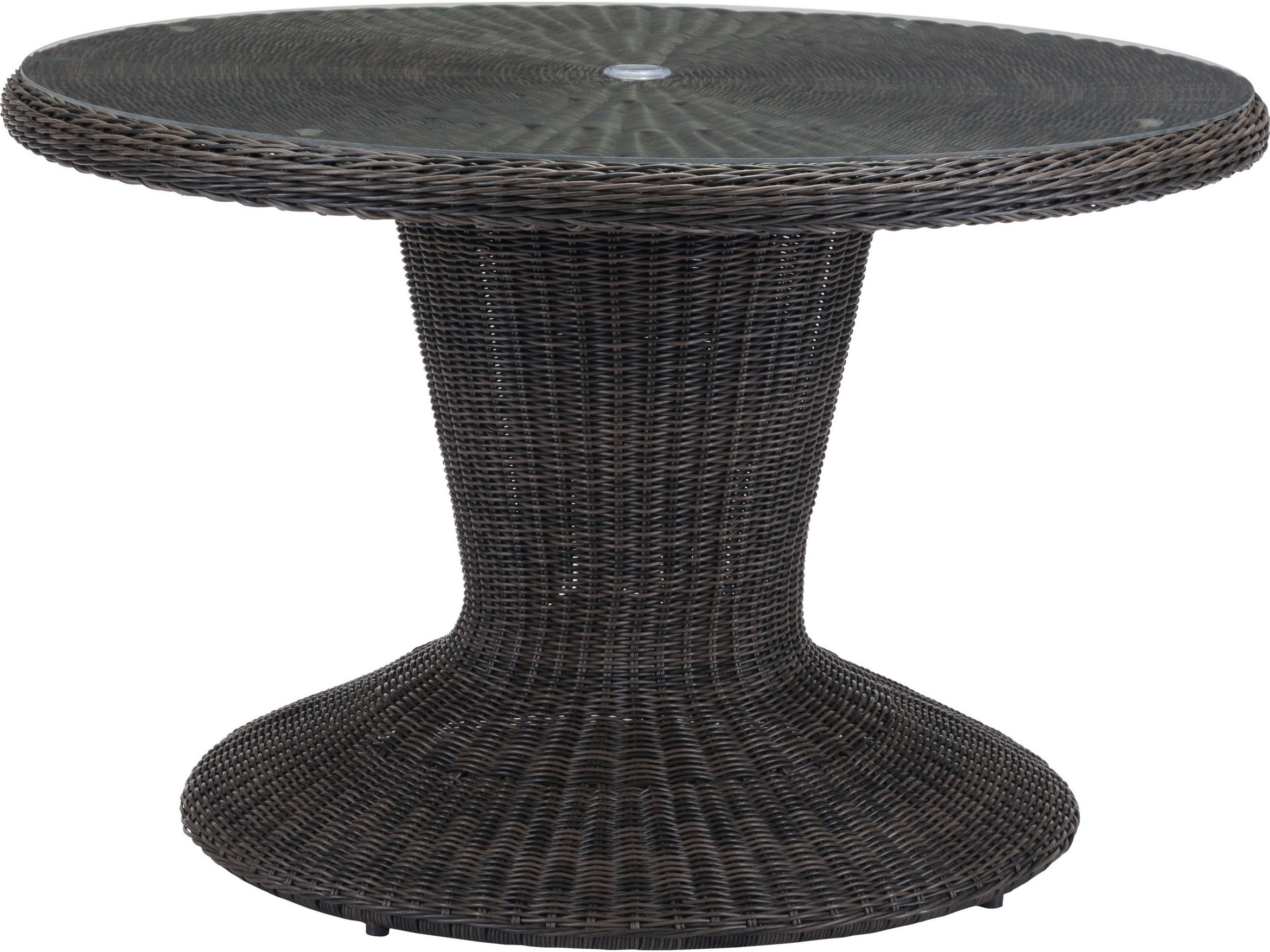 Zuo Outdoor Noe Aluminum Wicker 48 Round Glass Top Dining Table In Brown Zd703831