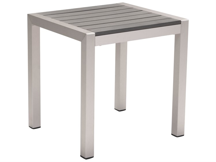 Zuo Outdoor Cosmopolitan Aluminum 20 x 18 Rectangular Faux Wood Top Side Table