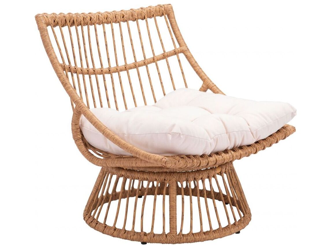 zuo outdoor franco aluminum wicker beige & natural accent chair