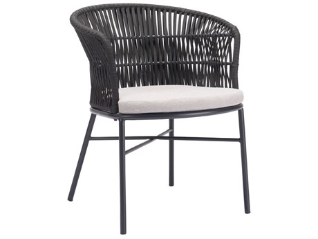 Zuo Outdoor Freycinet Black 25.2'' W x 26'' D x 30.7'' H Rope Cushion Side Dining Chair