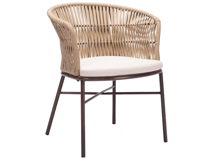 Zuo Outdoor Freycinet Natural 25.2'' W x 26'' D x 30.7'' H Rope Cushion Side Dining Chair