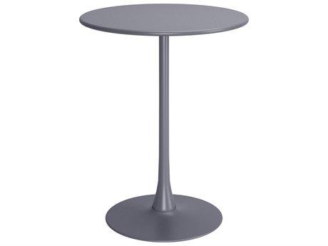 Zuo Outdoor Soleil Gray Steel Round Bar Table