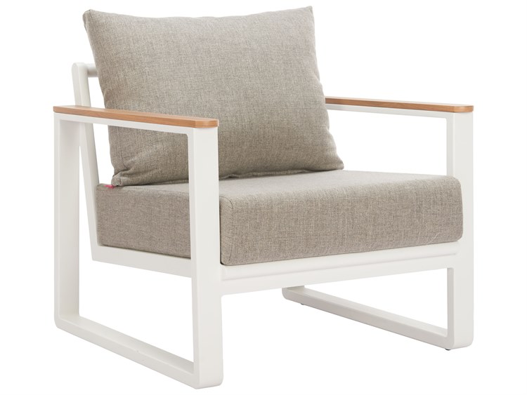 Zuo Outdoor Welt Taupe White Aluminum Cushion Lounge Chair