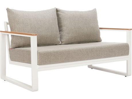 Zuo Outdoor Welt Taupe White Aluminum Cushion Sofa