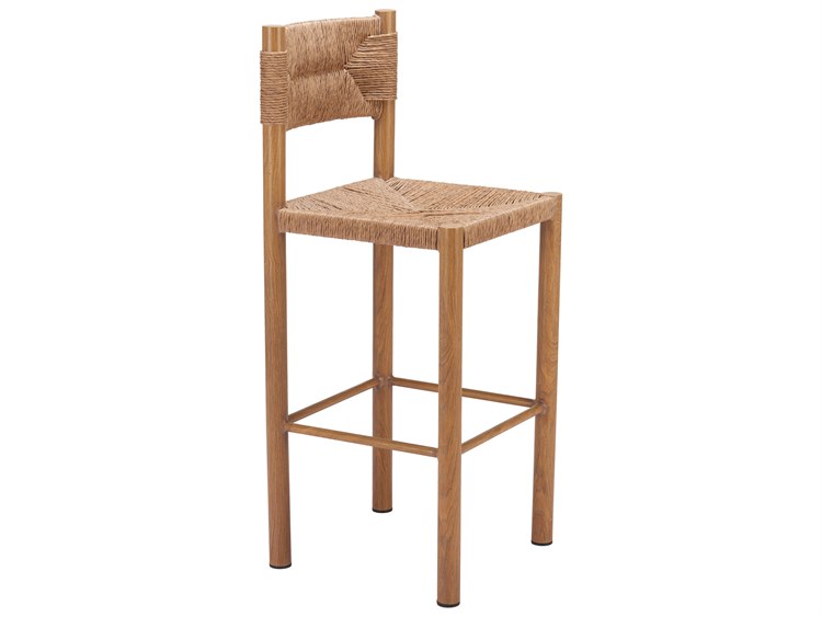 Zuo Outdoor Iska Natural Faux Wood Wicker Bar Stool, Set of 2