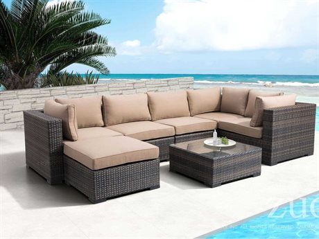 Zuo Outdoor Bocagrande Aluminum Wicker Sectional Lounge Set