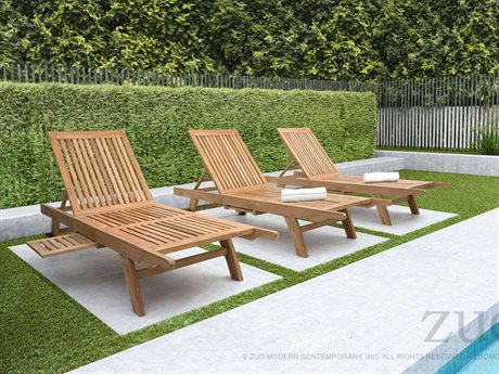 Zuo Outdoor Starboard Teak Chaise Lounge Set