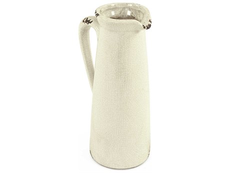 Zentique Distressed Crackle White 10" High Pitcher