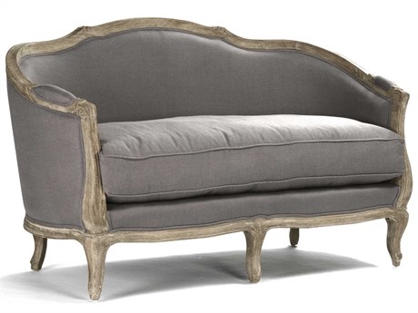 Zentique Maison Grey Linen Upholstered Loveseat