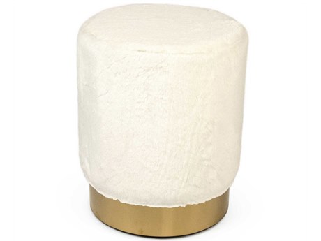 Zentique White Faux Upholstered Accent Stool
