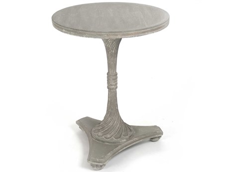 Zentique Round Wood Distressed Grey End Table