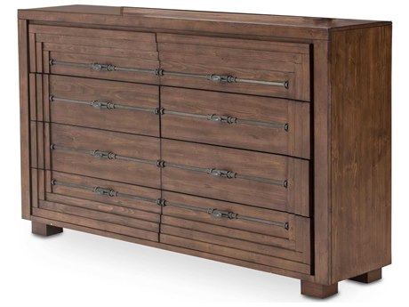 Michael Amini Carrollton Brown Spruce Wood Double Dresser