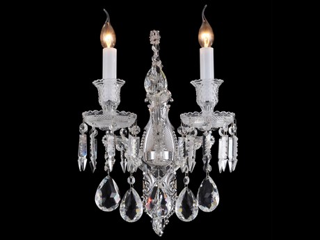 Michael Amini Chambord 2-Light Clear Crystal Glass Wall Sconce