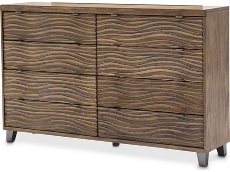 Michael Amini Del Mar Sound Natural Acacia Wood Double Dresser