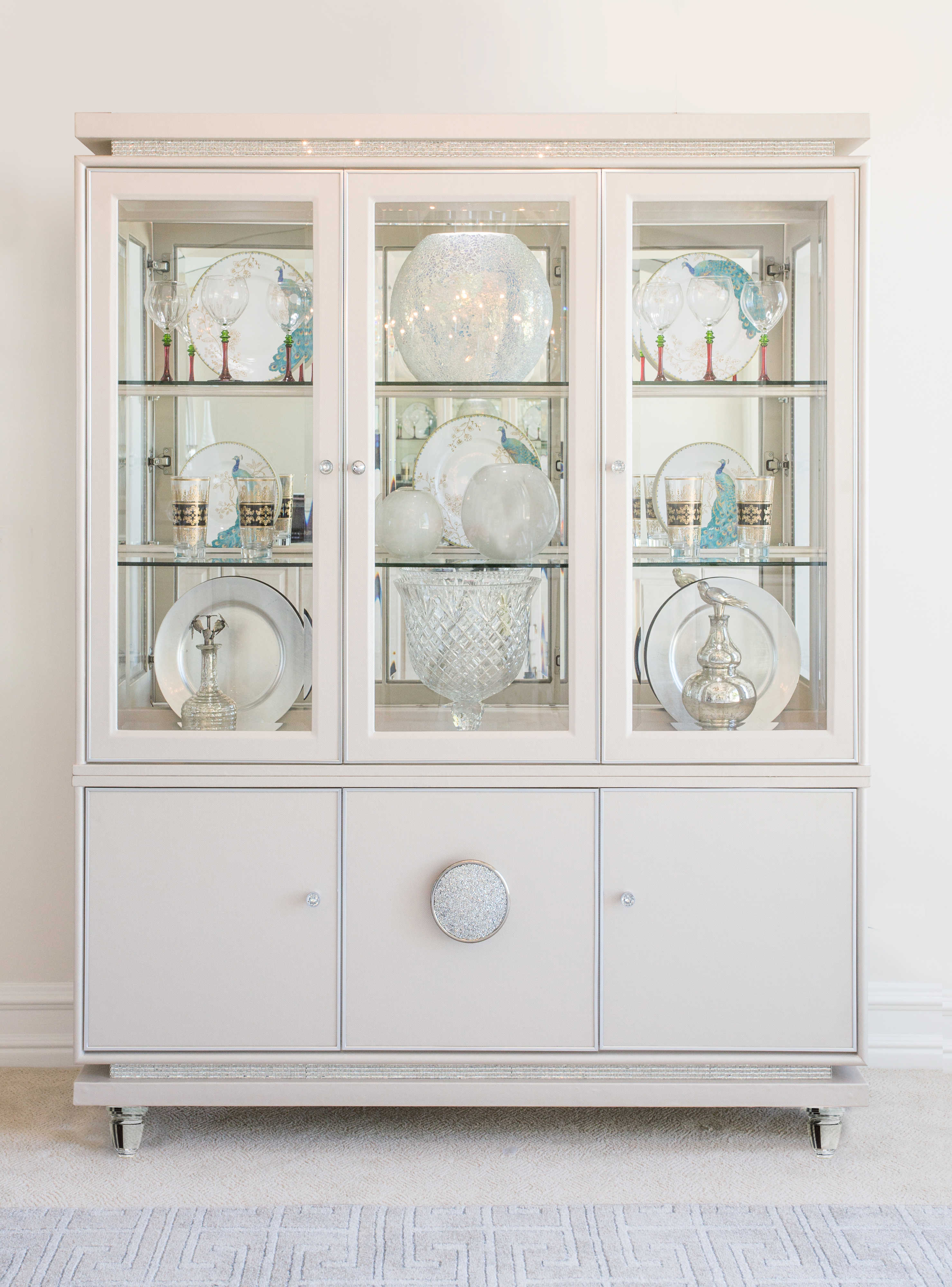 Aico Furniture Michael Amini Glimmering Heights Ivory China Cabinet