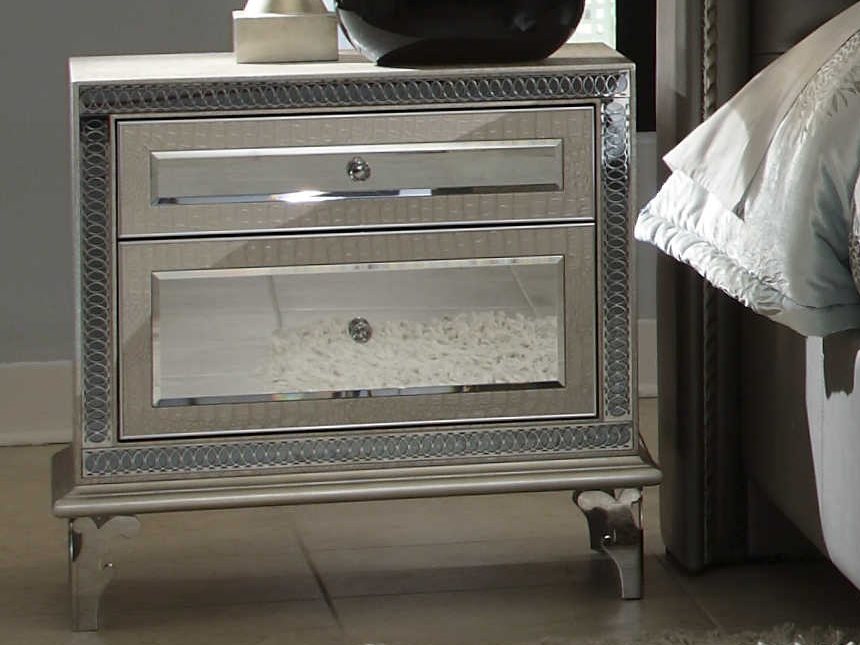 Aico Furniture Michael Amini Hollywood Swank Crystal Croc TwoDrawer
