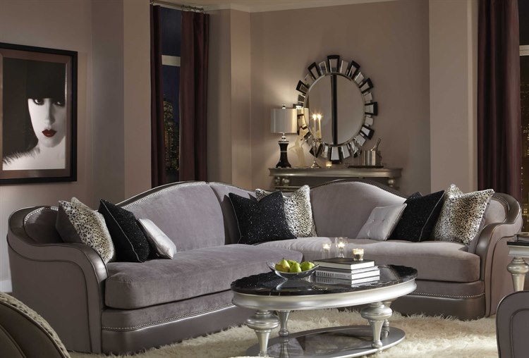 Aico Furniture Michael Amini Hollywood S Starry Night Silver Sectional Sofa