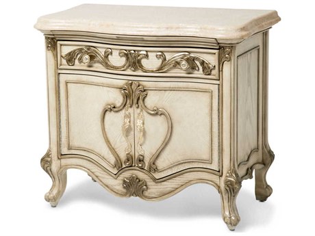 Luxecor Gilded 1-Drawer Beige Nightstand