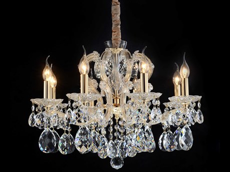 Michael Amini Portola 8-Light Clear Gold Crystal Glass Candelabra Chandelier