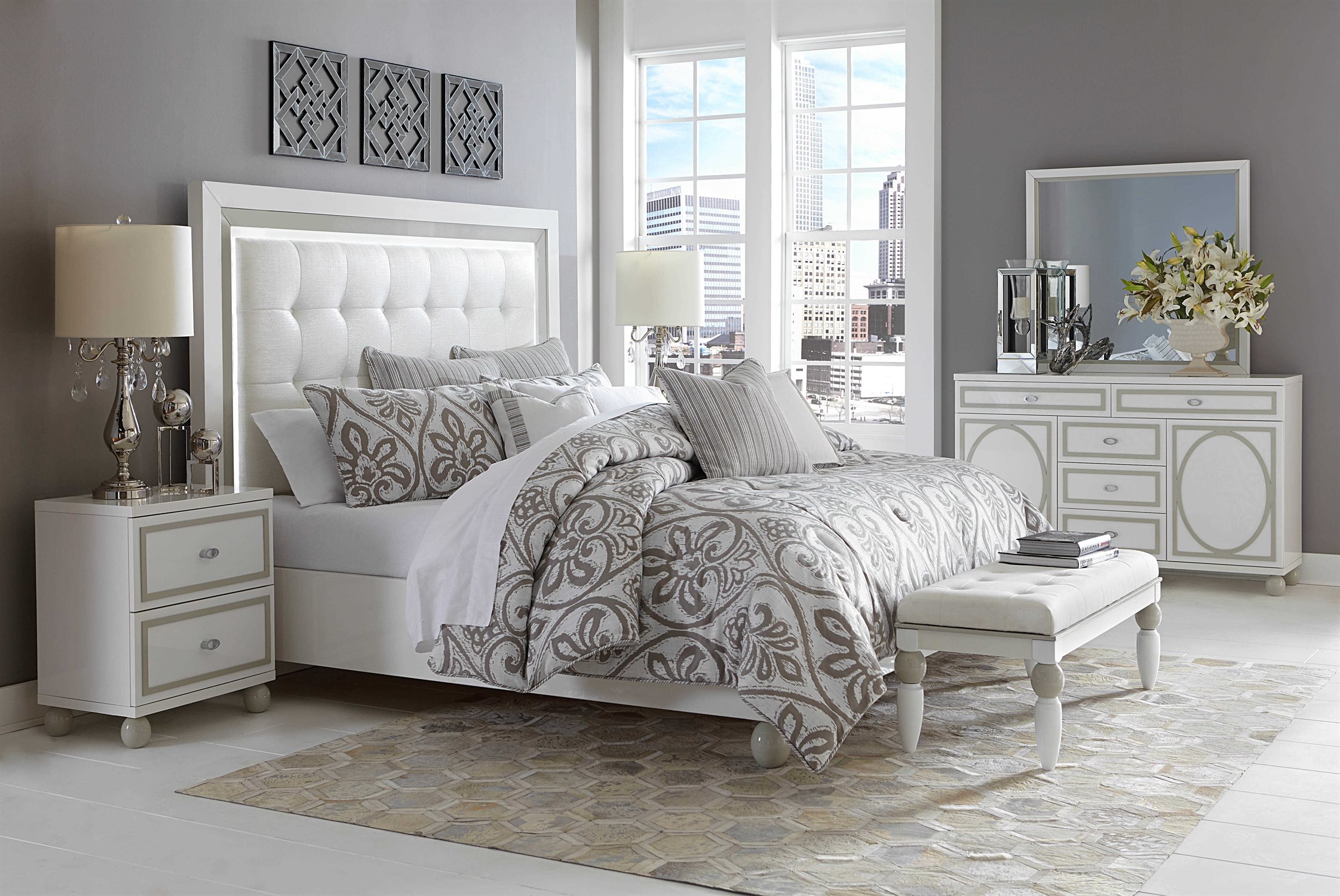 Aico Furniture Sky Tower Bedroom Set