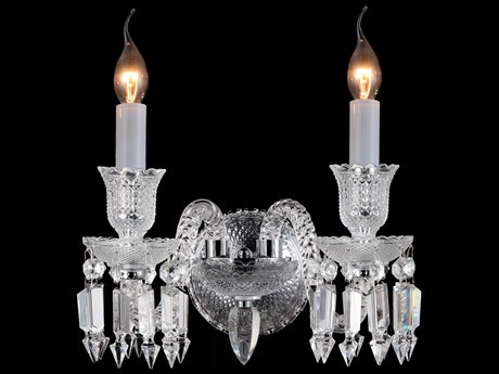 Michael Amini Treviso 2-Light Clear Crystal Glass Wall Sconce