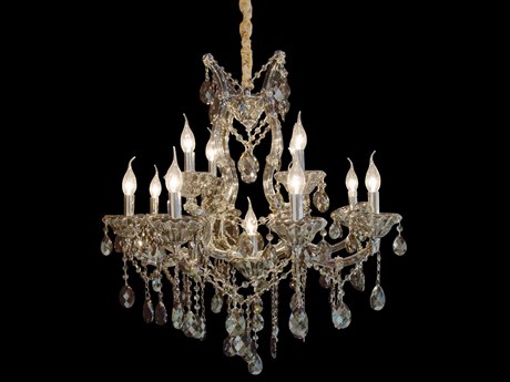 Michael Amini Vitoria 13-Light Smoke Gray Crystal Glass Candelabra Chandelier
