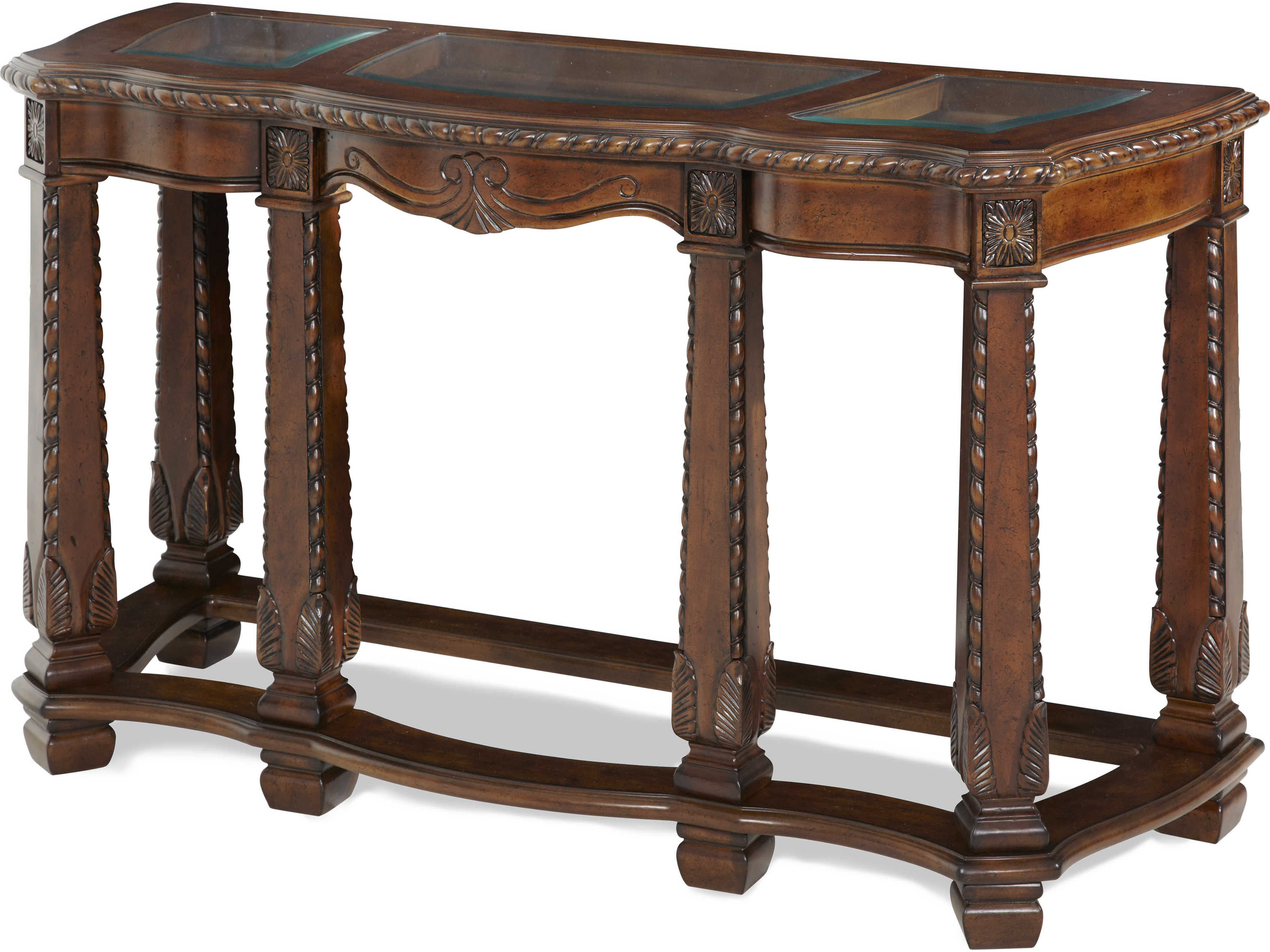 AICO Furniture Windsor Court Glass / Vintage Fruitwood 54'' Wide