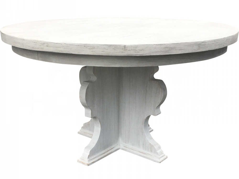 Aidan Gray Distressed Prague White 54 Wide Round Dining Table