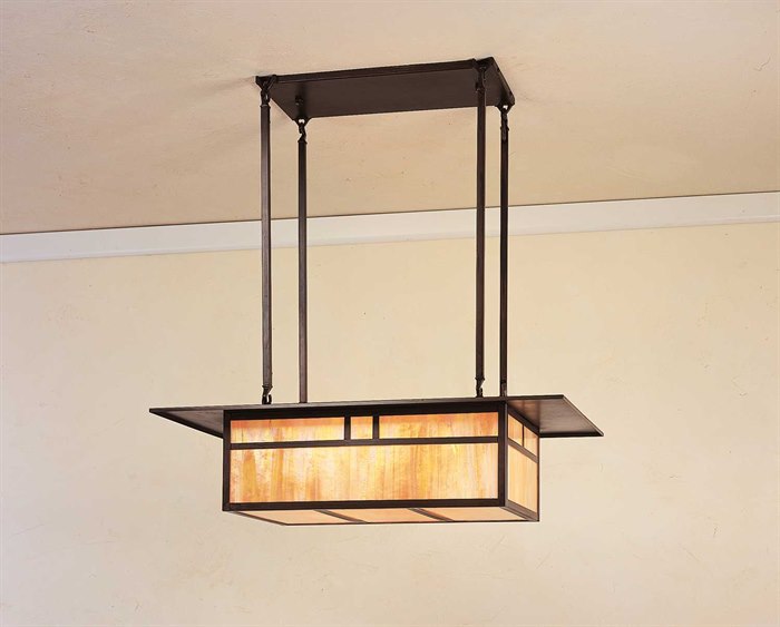 Arroyo Craftsman Huntington 4-Light Bronze Glass Island Pendant