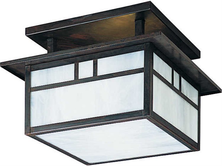 Arroyo Craftsman Huntington 2-Light Bronze Glass Semi Flush Mount