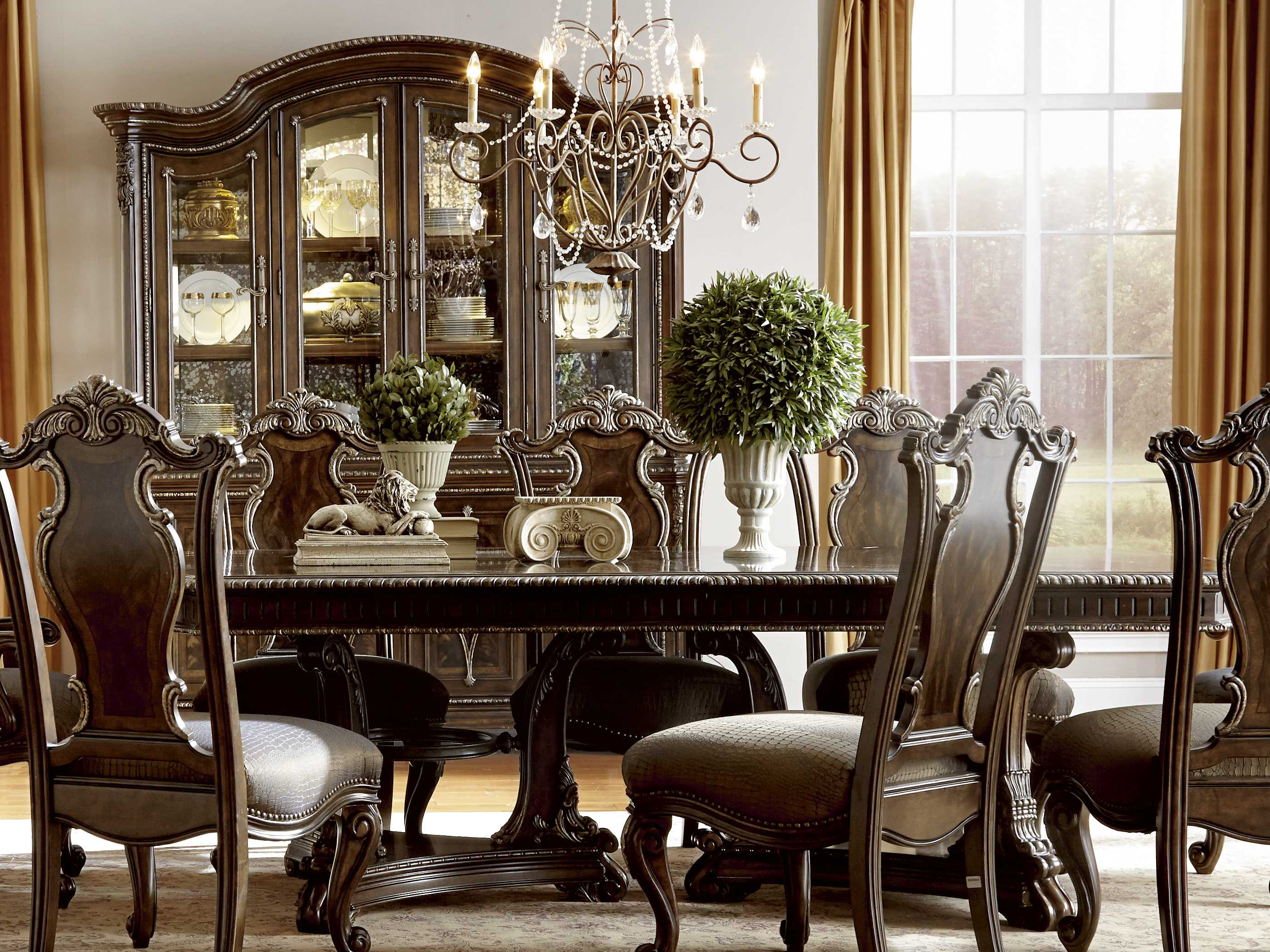 A R T Furniture Gables 18th Century Cherry 102 L X 39 W Rectangular Double Pedestal Dining Table