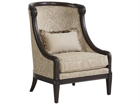 A.R.T. Furniture Giovanna Azure Carved Wood Beige Fabric Accent Chair