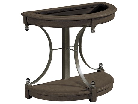 A.R.T. Furniture Vintage Salvage Drew Demilune Glass Walnut End Table