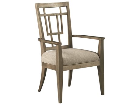 A.R.T. Furniture Woodwright Oak Wood Brown Upholstered Arm Dining Chair Set of 2