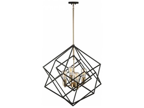 Artcraft Artistry 4-Light Matte Black Harvest Brass LED Geometric Chandelier