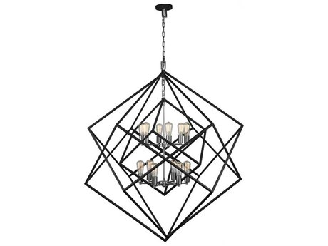 Artcraft Artistry 12-Light Polished Nickel LED Geometric Tiered Chandelier
