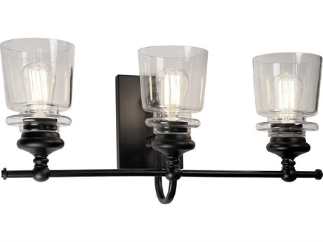 Artcraft Castara 3-Light Black Brass Glass LED Vanity Light