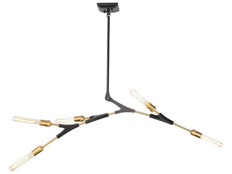 Artcraft Filiali 5-Light Black Harvest Brass LED Geometric Chandelier