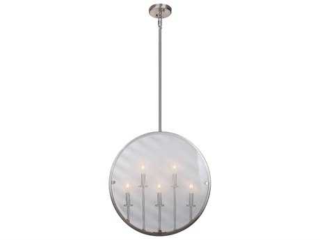 Artcraft Harbor Point 5-Light Satin Nickel Glass Geometric Round Pendant