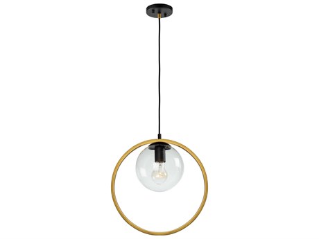 Artcraft Lugano 1-Light Black Vintage Brass Glass LED Globe Geometric Pendant