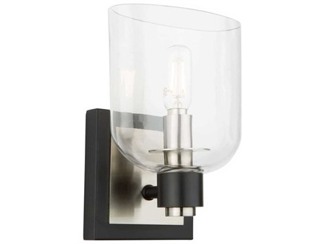 Artcraft Lyndon 1-Light Black And Brushed Nickel Glass LED Wall Sconce