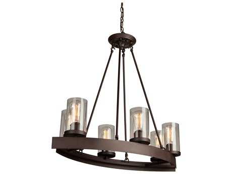 Artcraft Melno Park 6-Light Oil Rubbed Bronze Glass Cylinder Island Pendant