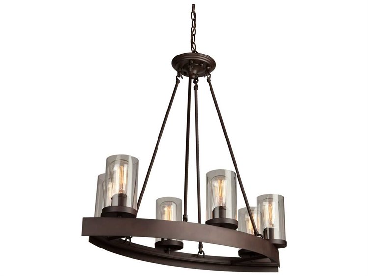 Artcraft Melno Park 6-Light Oil Rubbed Bronze Glass Cylinder Island Pendant