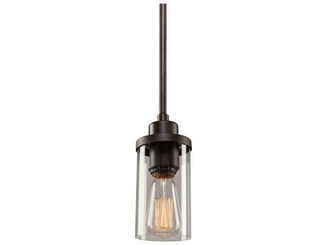 Artcraft Melno Park 1-Light Oil Rubbed Bronze Glass Cylinder Mini Pendant