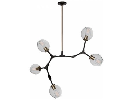 Artcraft Organic Vintage Brass Glass LED Geometric Chandelier