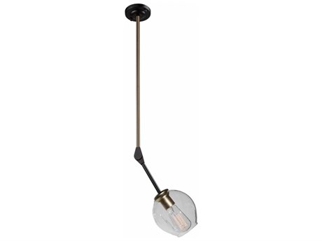 Artcraft Organic 1-Light Vintage Brass Glass Round Mini Pendant