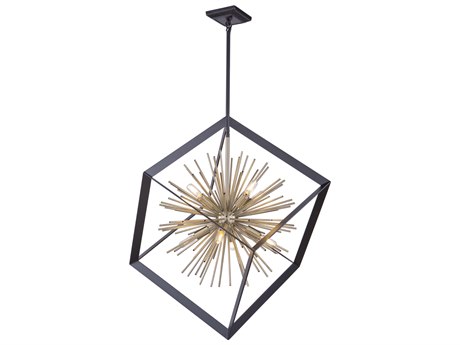 Artcraft Sunburst 8-Light Matte Black Satin Brass LED Geometric Pendant