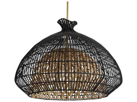 Arteriors Home Rimini 1-Light Black Natural Dome Pendant