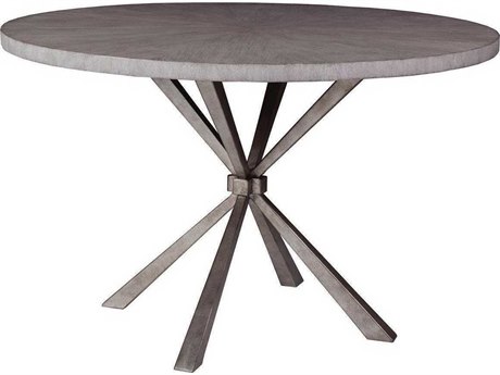 Artistica Iteration Round Wood Light Gray Silver Leaf Dining Table