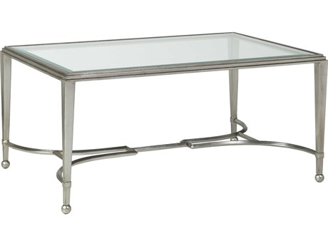 Artistica Metal Designs Sangiovese Rectangular Glass Antique Silver Leaf Cocktail Table